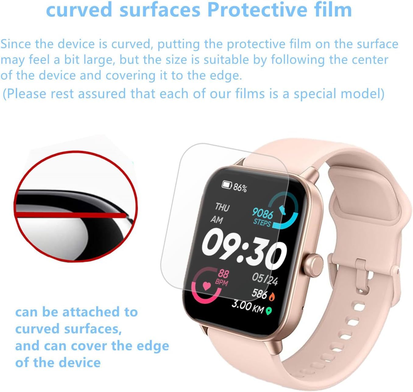 Screen Protector For IDW13 / IDW15 / IDW19 Smart Watch 1.8" (6 PACK) Full Coverage Clear TPU Film Compatible for aeac/Fitpolo/Quican SmartWatch