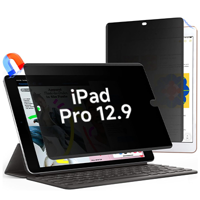 Upgraded 360° iPad Pro 12.9 inch Privacy Screen Protector (Landscape+Portrait Privacy), Magnetic Removable 4-Way Anti Spy Screen Film for Apple iPad Pro 12.9" 6th 5th 4th 3rd Generation 2022 2021 2020