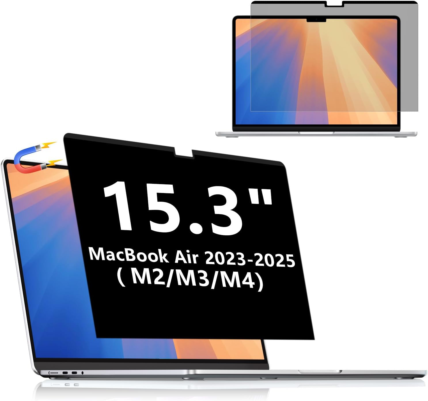 Magnetic privacy screen sized for MacBook Air 15.3-inch models