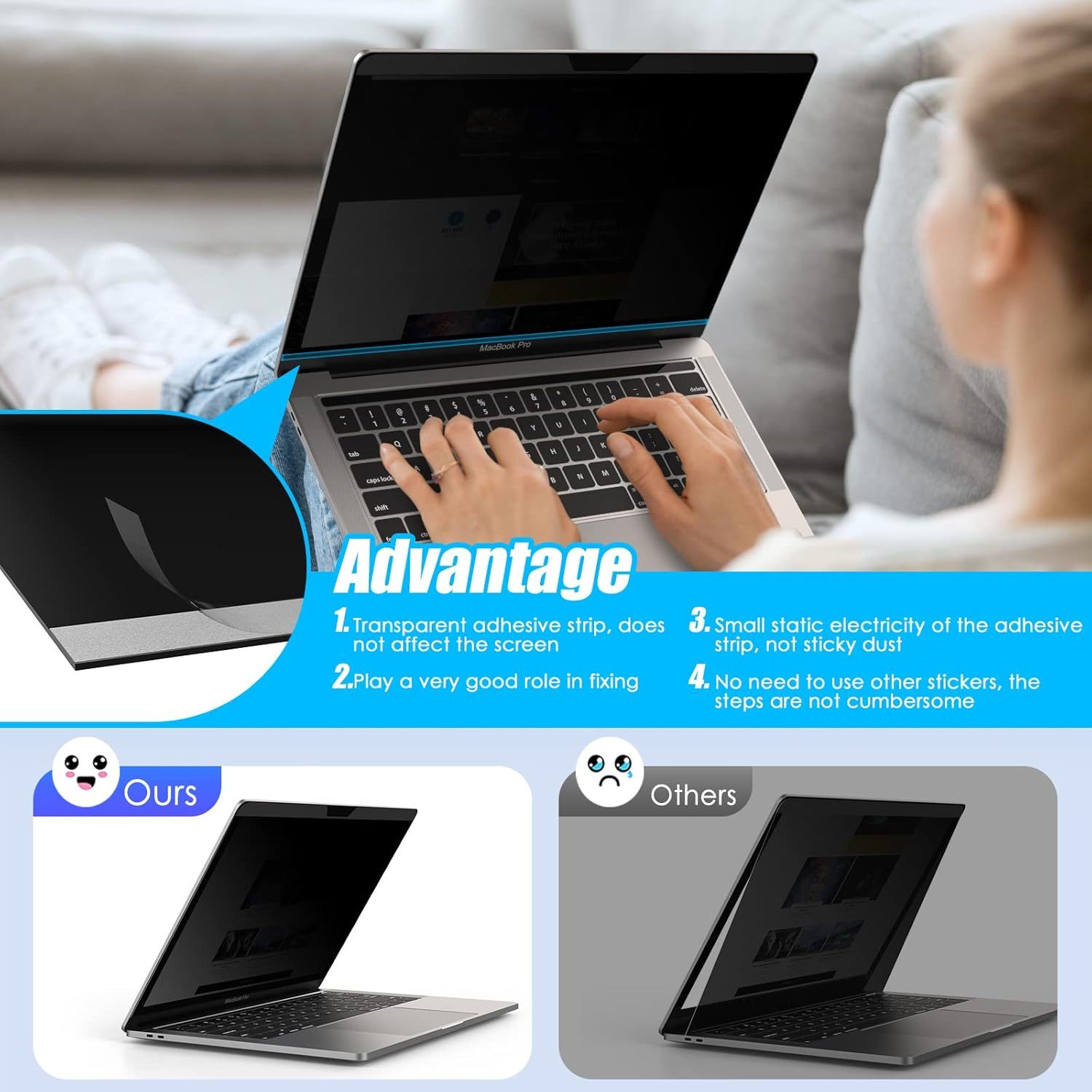 Yamaya Laptop Privacy Screen Magnetic MacBook Pro 14 inch 2021~2023 (M1 Pro/M1 Max/M2 Pro / M2 Max A2779/A2442),Magnetic Removable Computer Screen Privacy Shield for Mac 14Inch