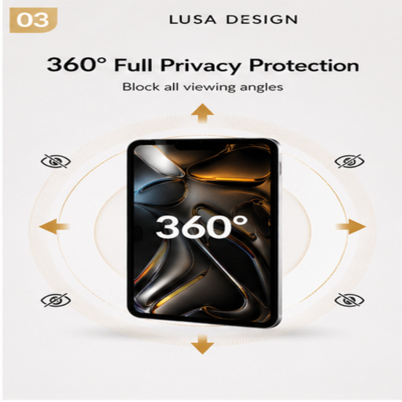 LUSA DESIGN iPad 360° Full Glue Anti-Spy Screen Protector