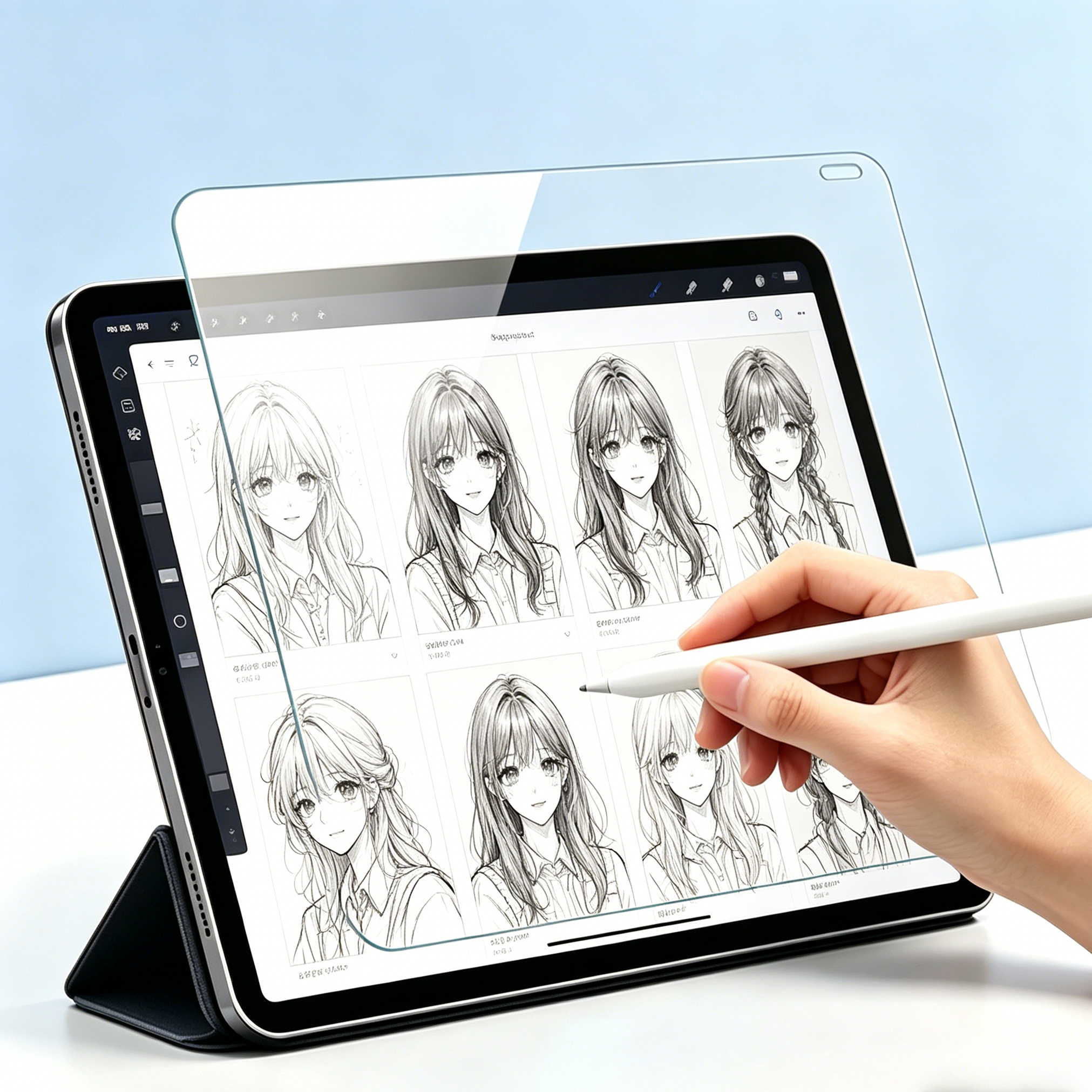 LUSA DESIGN Paper-Feel Tempered Glass for iPad Air 11" (2026-2024) | Matte Anti-Glare, 9H Hardness, Easy Install.
