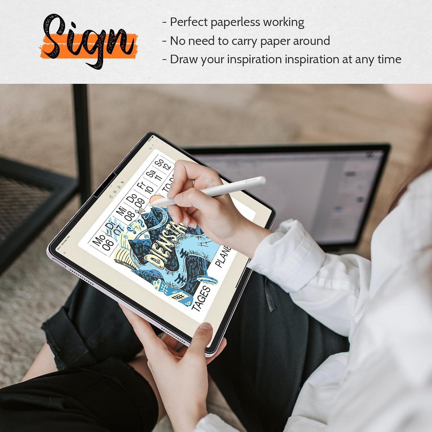 LUSA DESIGN (Anti-Reflection (AR)) HD Glass Privacy Screen Protector for iPad 11th（A16/10th) Gen