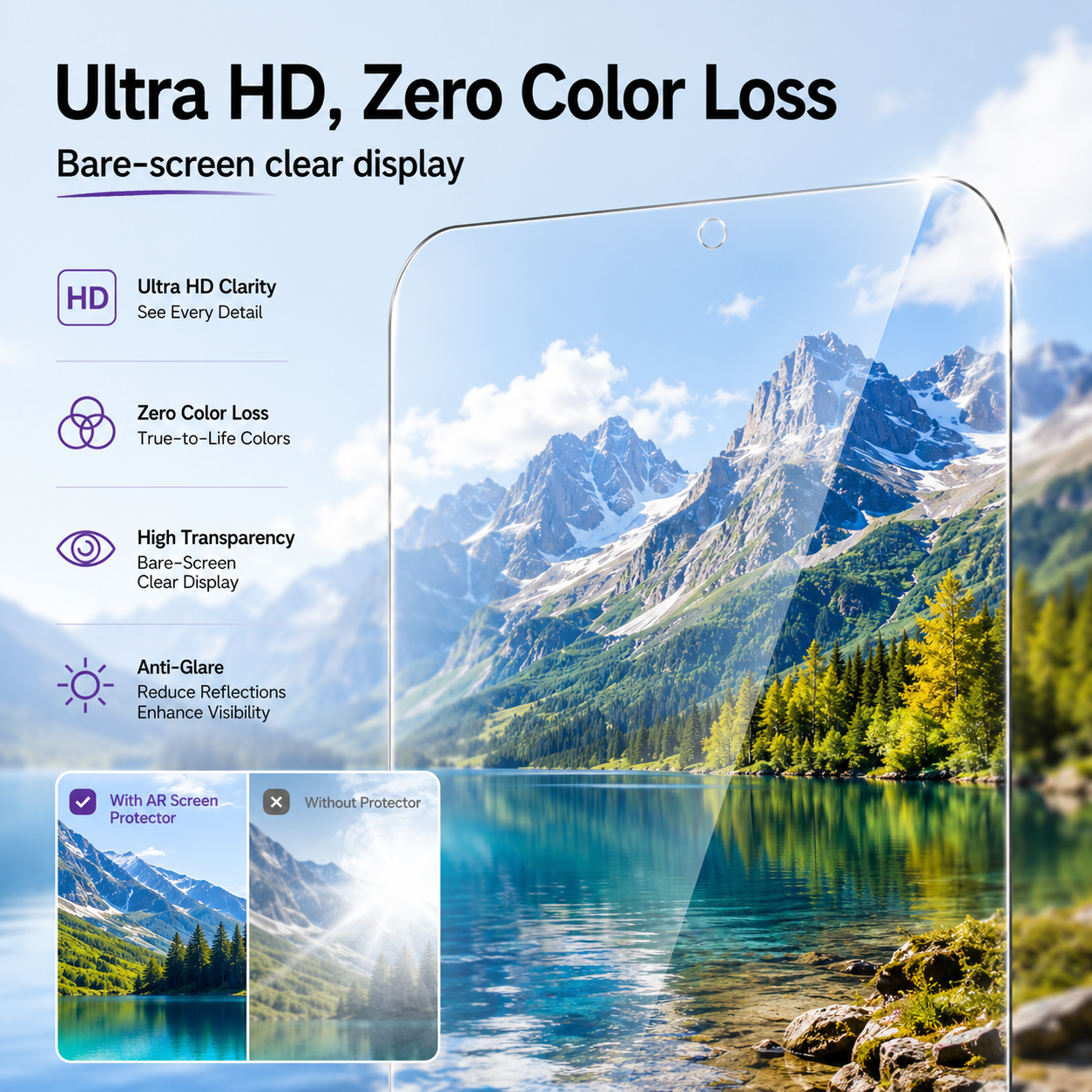 LUSA DESIGN HD Anti-Reflective Screen Protector for iPhone 16 Pro/17– Auto Dust-Elimination