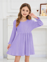 Girls Long Sleeve Fall Winter Midi Dress