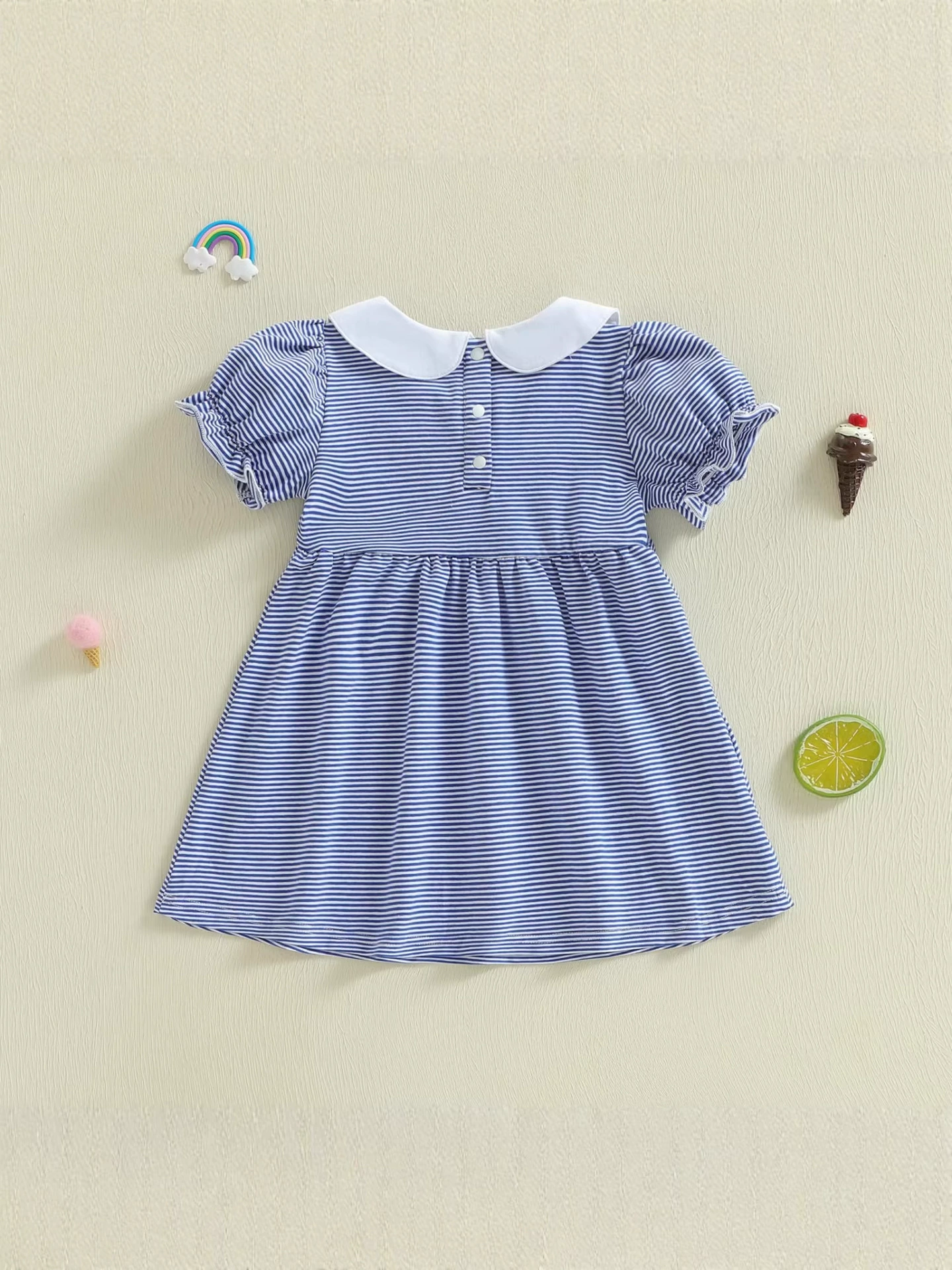 peter pan collar puffed sleeve embroidery dress