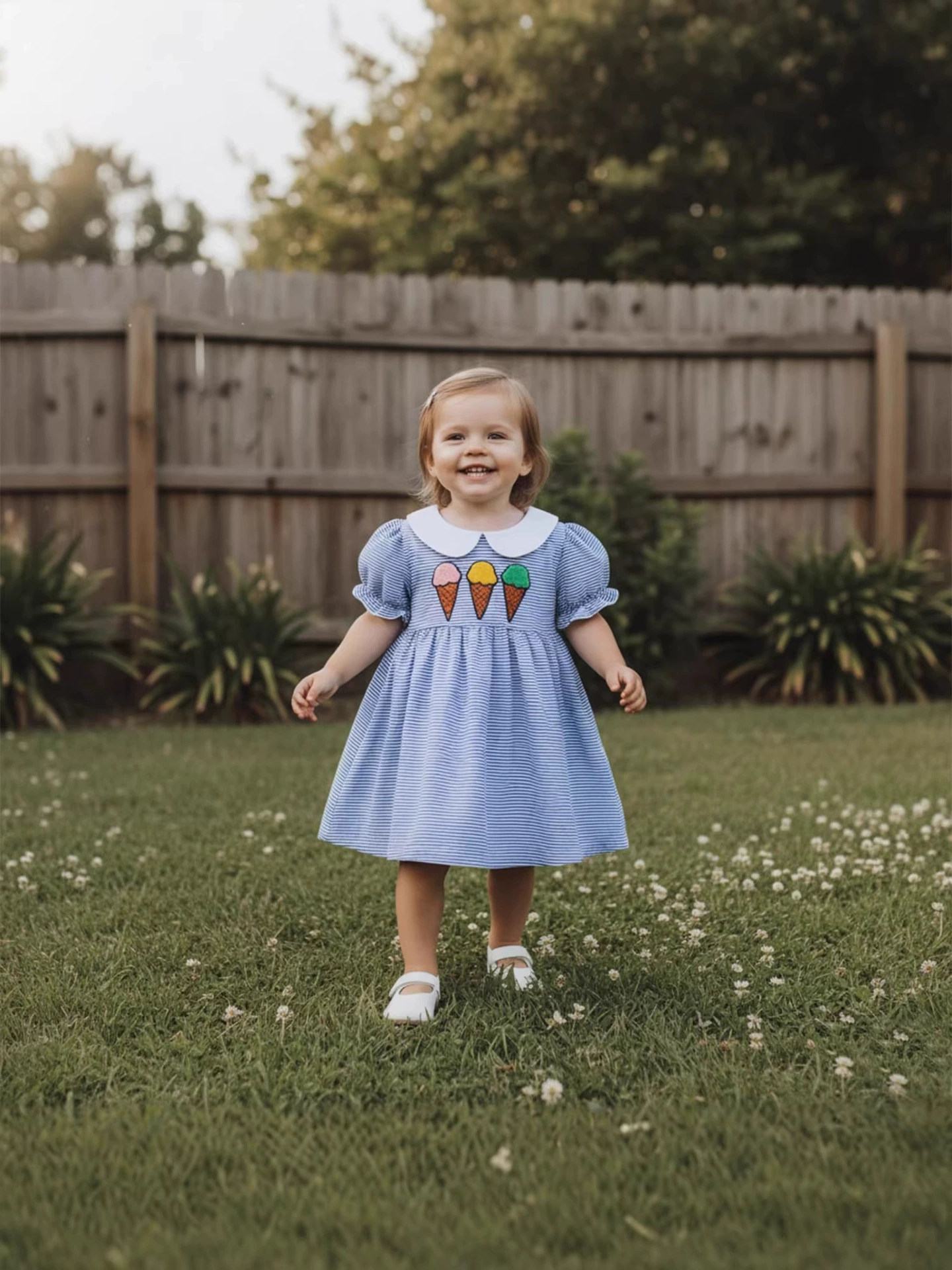 peter pan collar puffed sleeve embroidery dress