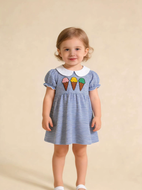 peter pan collar puffed sleeve embroidery dress
