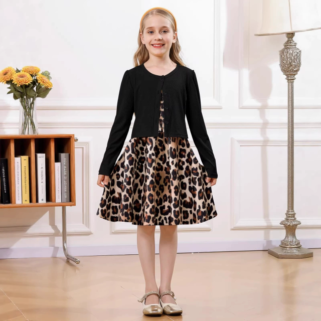 Kids girls short sleeve crew neck smocking embroidery dress