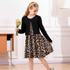 Kids girls short sleeve crew neck smocking embroidery dress