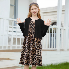 Kids girls short sleeve crew neck smocking embroidery dress