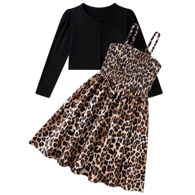 Kids girls short sleeve crew neck smocking embroidery dress