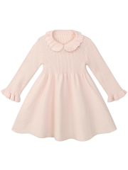 Kids girls short sleeve crew neck smocking embroidery dress