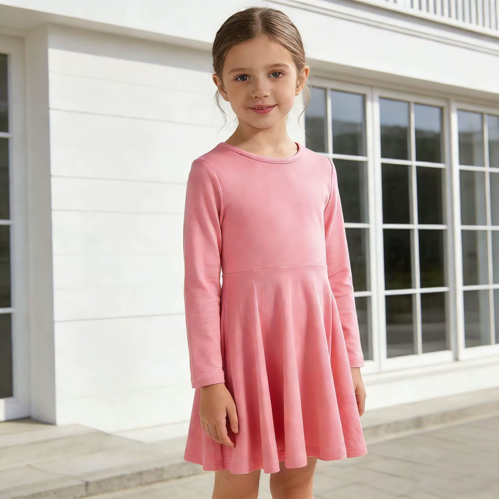 Fall winter girls viscose solid dress