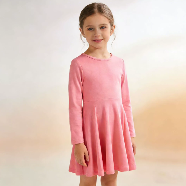 Fall winter girls viscose solid dress