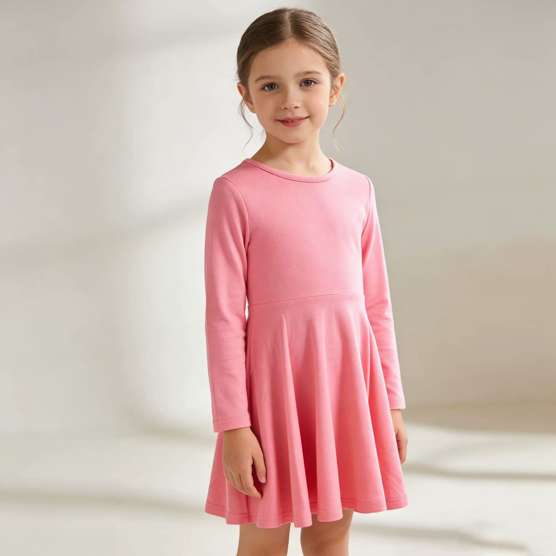 Fall winter girls viscose solid dress