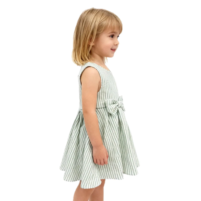 Girls waist tie bow dress