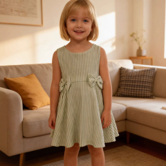 Girls waist tie bow dress