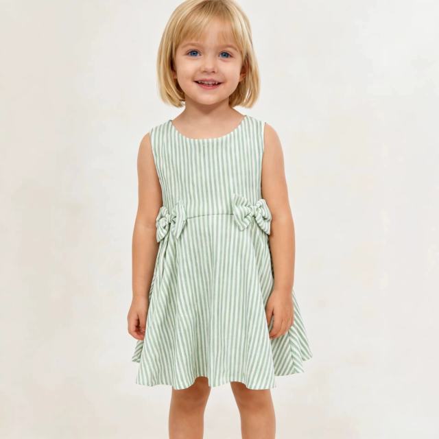 Girls waist tie bow dress