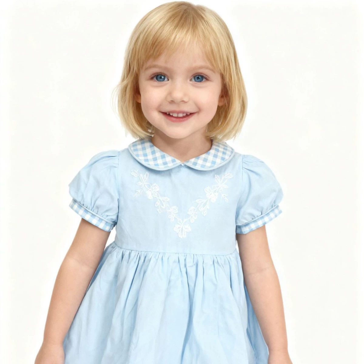 Girls solid casual diamand smocking dress