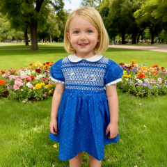 Spring/Summer printed dot smocking woven dress