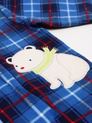 Blue Plaid Polar Bear Micro Fleece Footed Baby Coverall