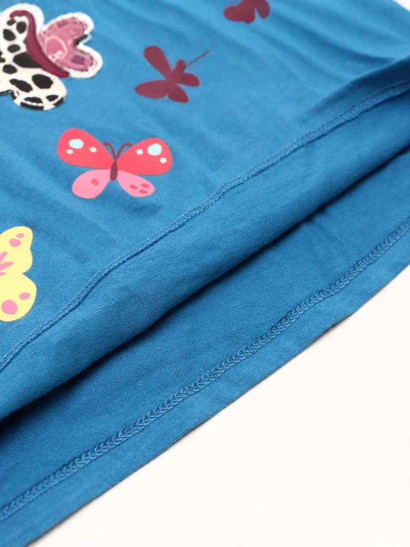 Teal Girls Long Sleeve T-Shirt with Colorful Butterfly Print