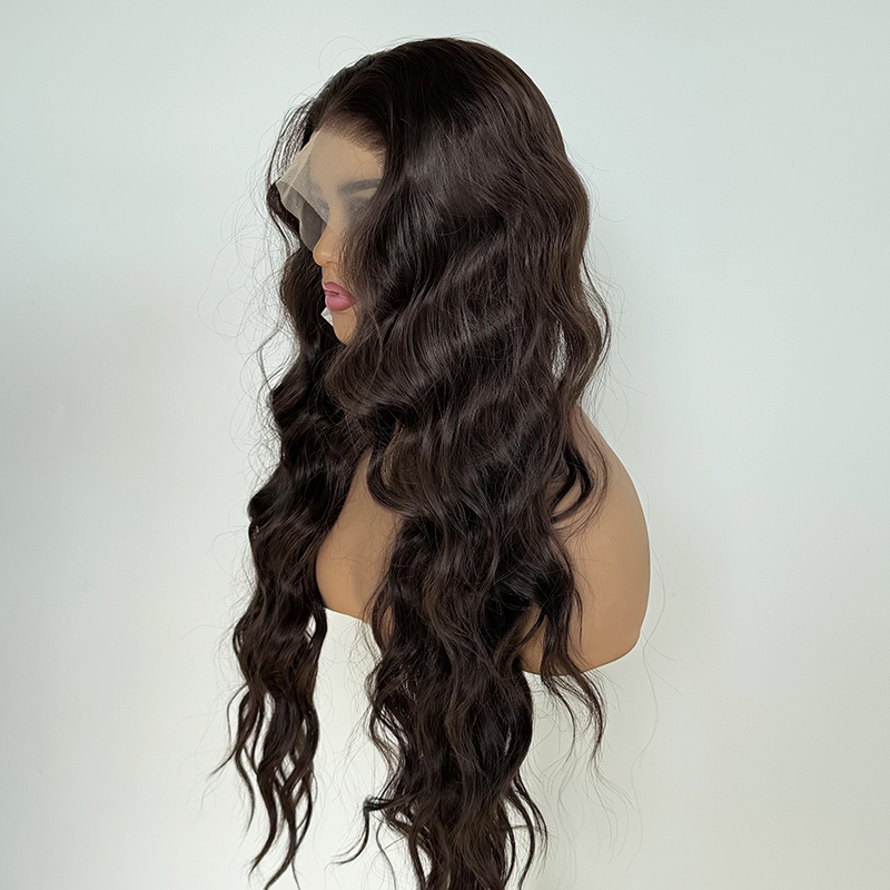 Brown Hair Color 13x4 Transparent Lace Front Wig Loose Wave Heat Resistant Fiber Wigs