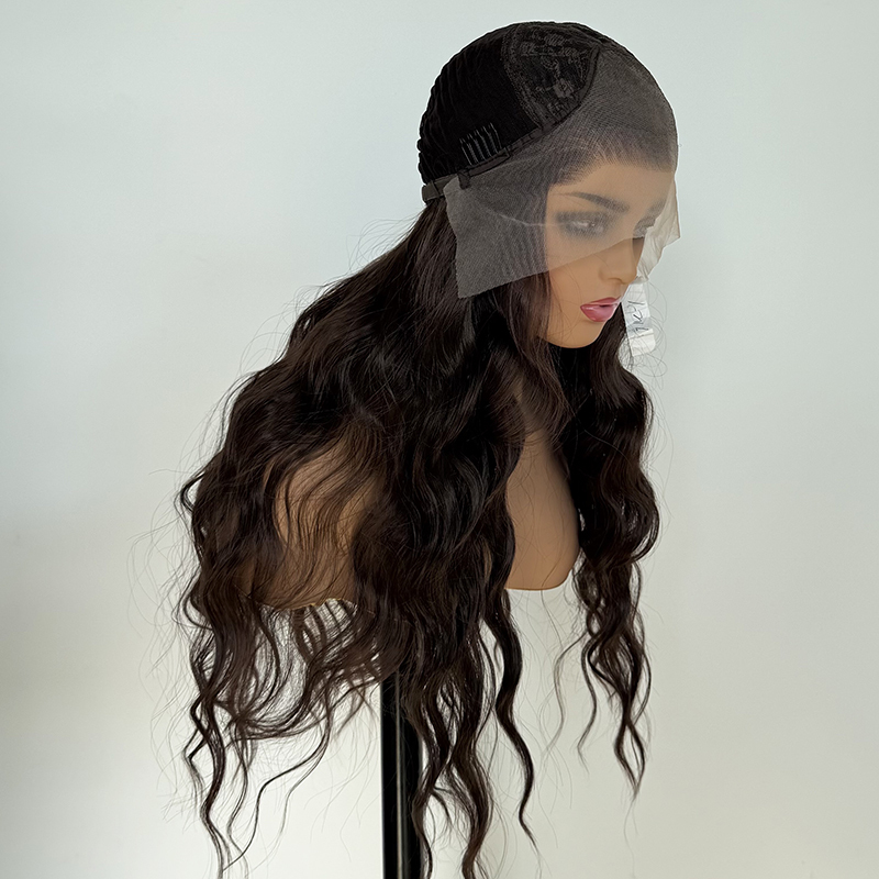 Brown Hair Color 13x4 Transparent Lace Front Wig Loose Wave Heat Resistant Fiber Wigs