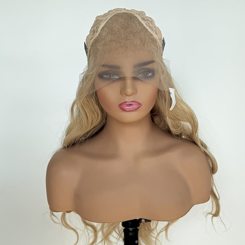 GlueLess Lace Front Wig Long Wavy Heat Resistant Hair Ash Blonde