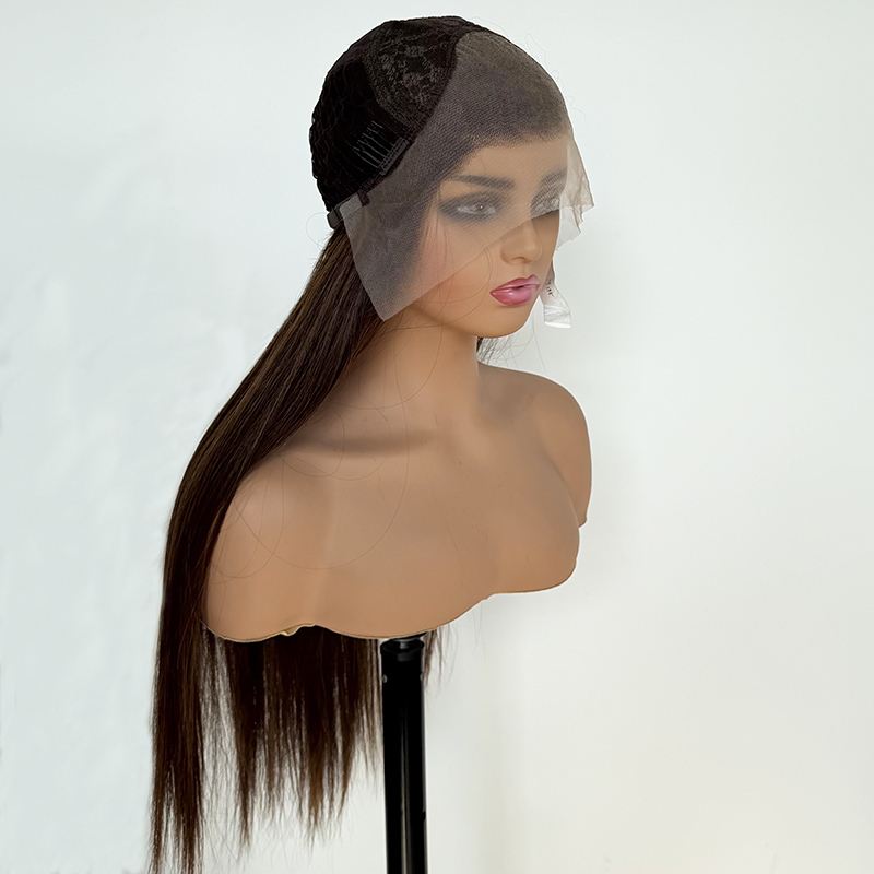 Long Straight Pre Plucked Natural Hairline Synthetic Hair Light Brown Lace Front Wig