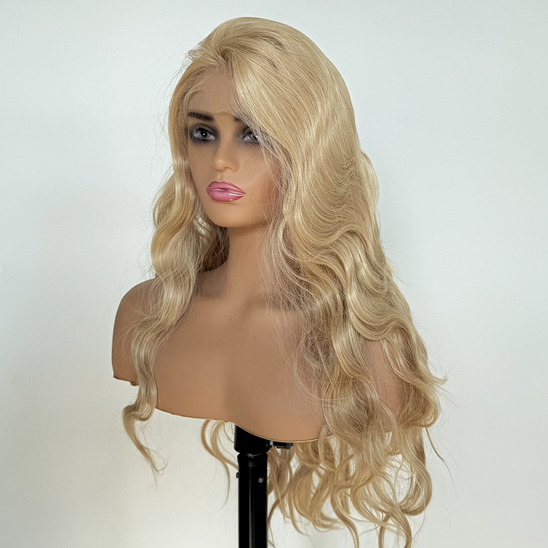 GlueLess Lace Front Wig Long Wavy Heat Resistant Hair Ash Blonde