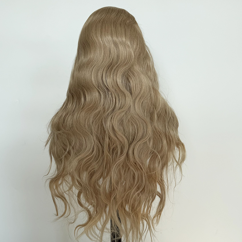 GlueLess Lace Front Wig Long Wavy Heat Resistant Hair Ash Blonde