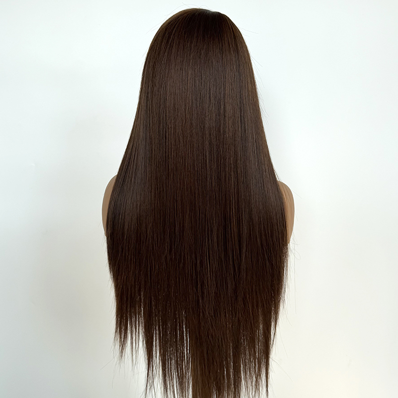 Long Straight Pre Plucked Natural Hairline Synthetic Hair Light Brown Lace Front Wig