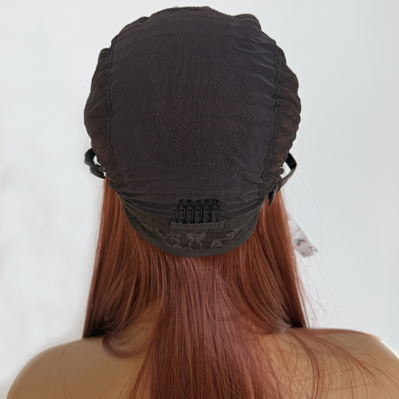 Long Copper Red Wig | Heat-Resistant Synthetic Lace Hair Silk Straight Wig