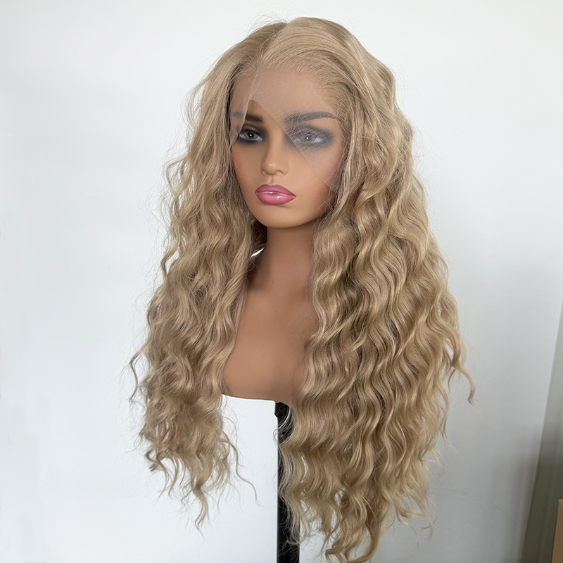 High Quality Synthetic Lace Front Wig 13x4 Honey Blond Color Curly Heat Resistance Fiber Lace Wigs