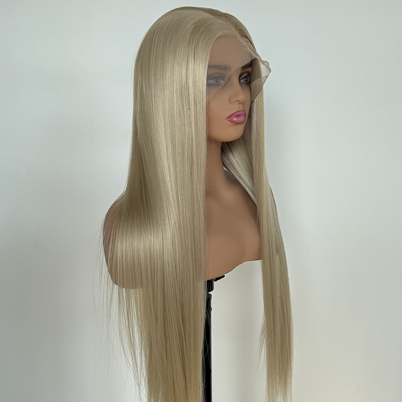 African American Women Blonde Long Straight Synthetic Lace Front Wig Basic Cap