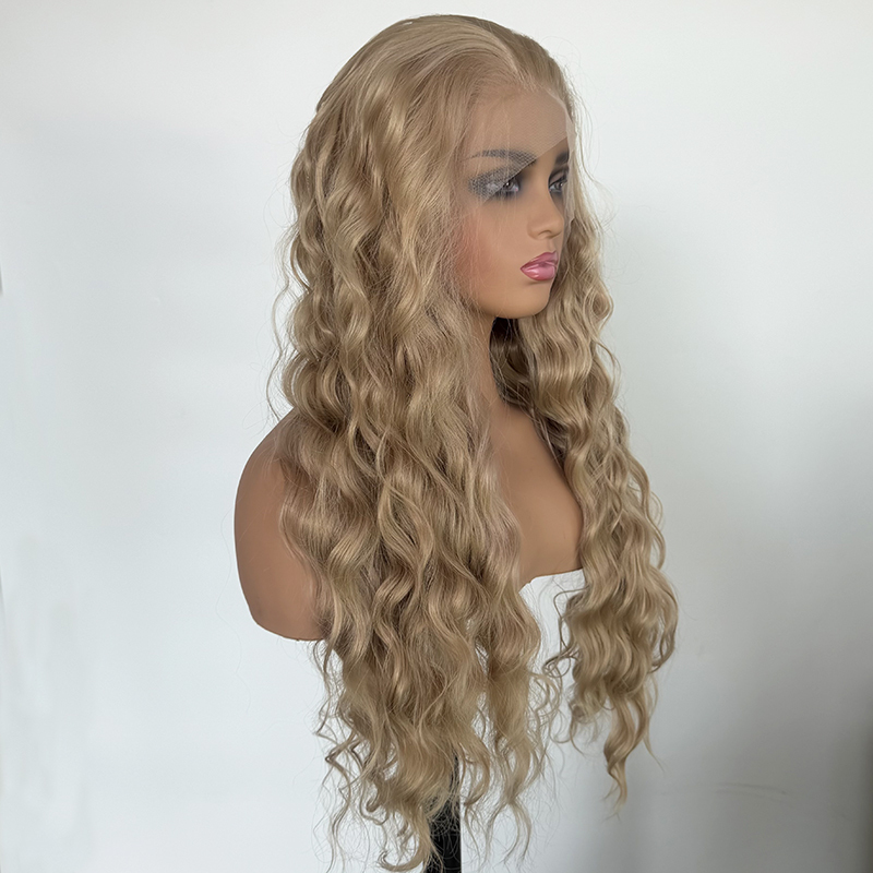 High Quality Synthetic Lace Front Wig 13x4 Honey Blond Color Curly Heat Resistance Fiber Lace Wigs