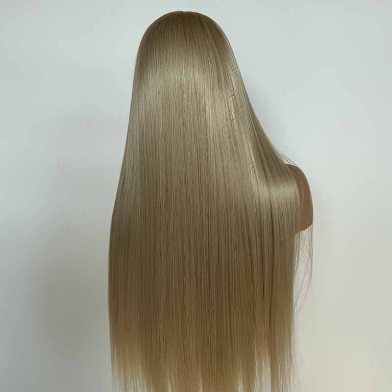 African American Women Blonde Long Straight Synthetic Lace Front Wig Basic Cap