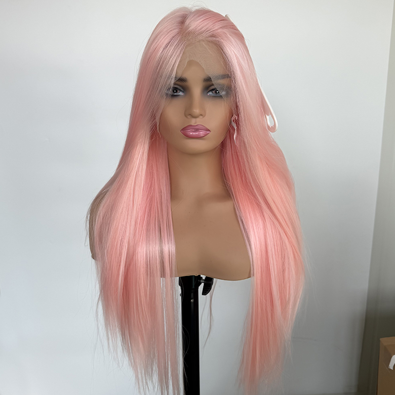 Long Pink Grapefruit Wig with 13x4 Lace Front | Heat Resistant Synthetic Hair for Women | Natural Hairline Cosplay Wig