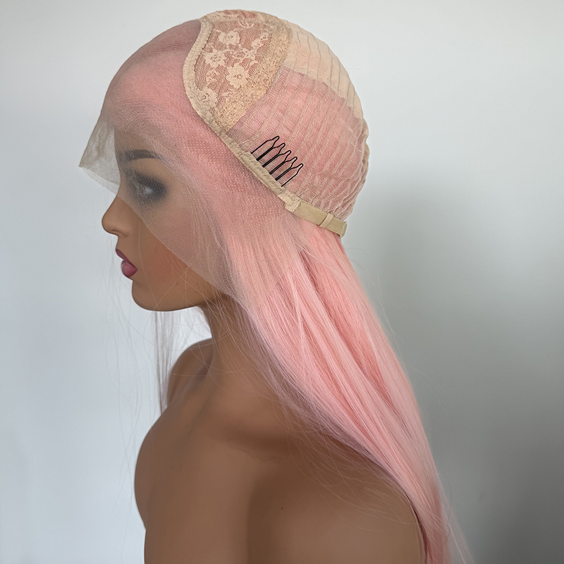 Long Pink Grapefruit Wig with 13x4 Lace Front | Heat Resistant Synthetic Hair for Women | Natural Hairline Cosplay Wig
