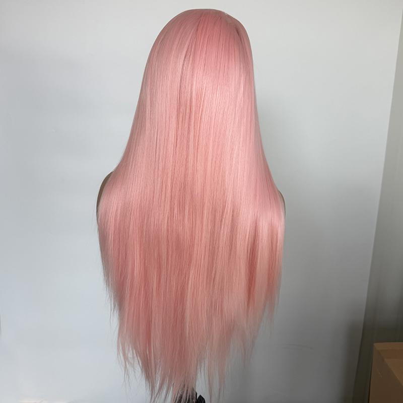 Long Pink Grapefruit Wig with 13x4 Lace Front | Heat Resistant Synthetic Hair for Women | Natural Hairline Cosplay Wig
