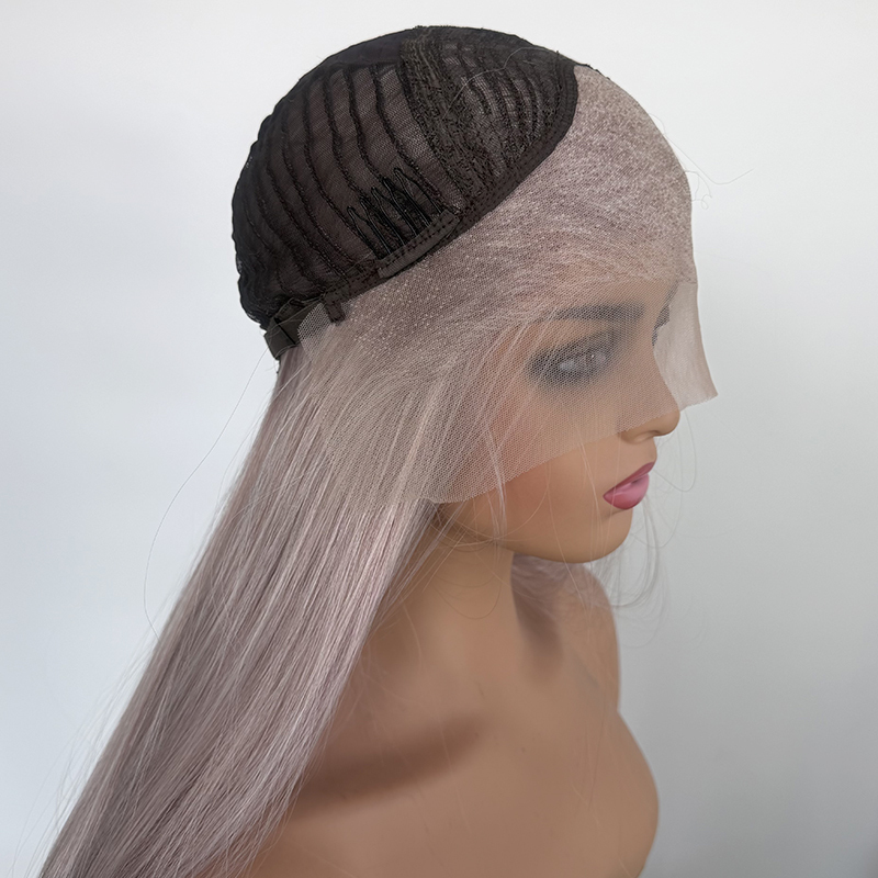 Warm Grey Wig 26 Inch Long Wig for Women - Heat Resistant Synthetic Hair Free Part 13x4 Lace Wig Natural Look