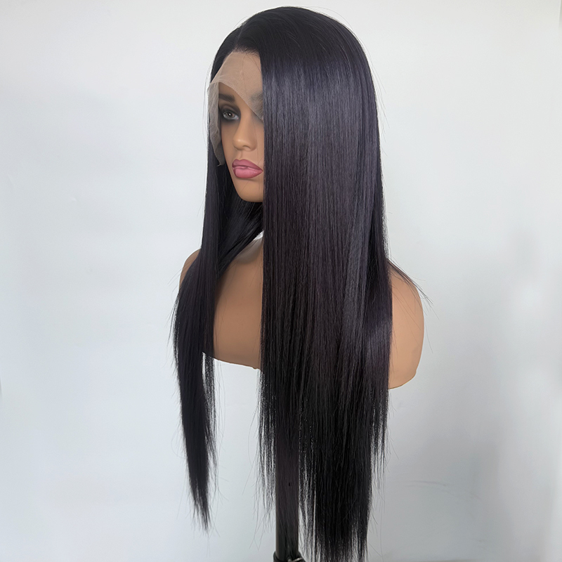 Dark Purple 13x4 Lace Front Heat Resistant Fiber Wigs for Women Silk Straight  Futura Synthetic Cosplay Wig for Girl Colorful Costume Wigs