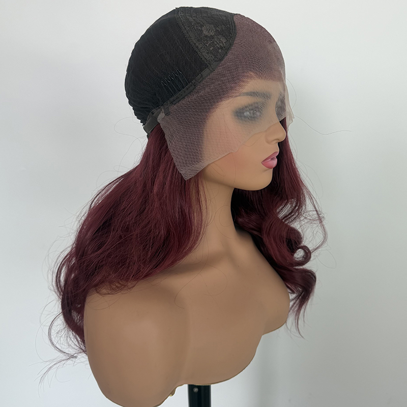 Perfect Hairline Fashion Wave Burgundy Hair 13x4 Lace Front  Synthetic Wig Heat Resistant Fiber Wigs