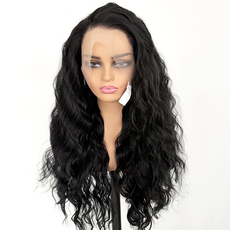 Black Natural Wave Curly Synthetic Lace Front Wigs 13x4 Lace Front Heat Resistant Fiber Wig