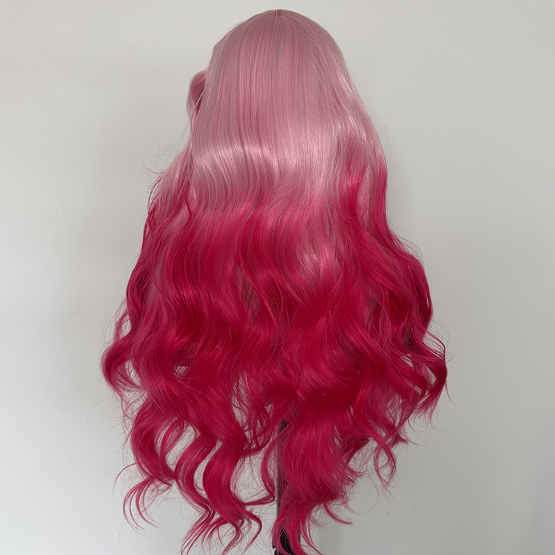 Pink Ombre Wig: 26" Wavy Heat-Friendly Synthetic Hair