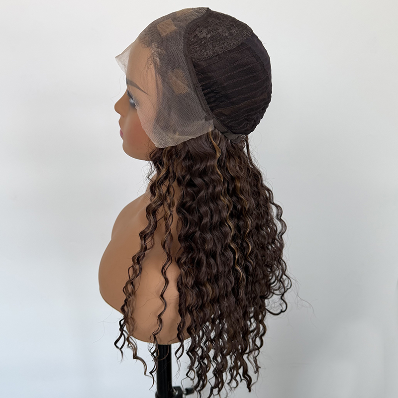 Highlight Color Kinky Curly 13x4 Lace Front Wigs Heat Resistant Fiber Deep Curly Wig