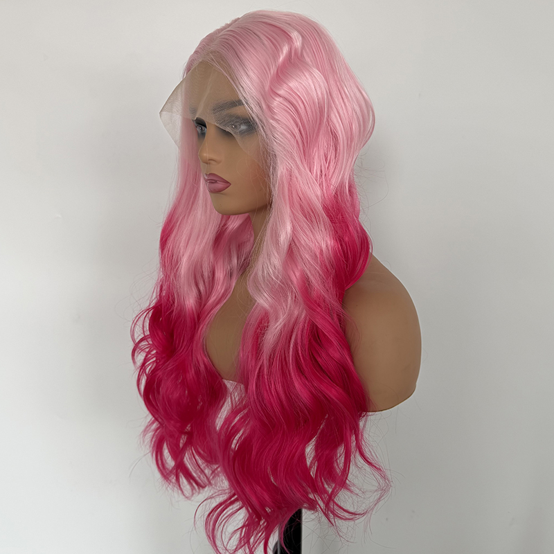 Pink Ombre Wig: 26" Wavy Heat-Friendly Synthetic Hair