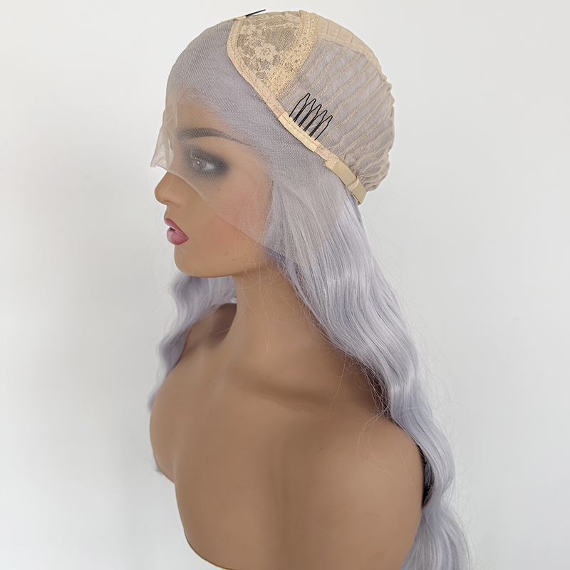 Taro Purple Long Wave 13x4 Synthetic Lace Front Wig Cosplay Taro Purple Wig